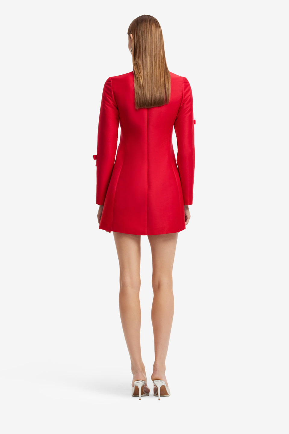 Aliza Bow Long Sleeve Mini Dress - Vermilion Dress Mini