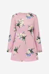 Aliza Long Sleeve Mini Dress - Bouquet Print in Pastel Pink Dress Mini