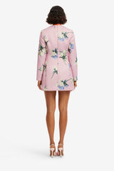 Aliza Long Sleeve Mini Dress - Bouquet Print in Pastel Pink Dress Mini