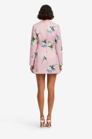 Aliza Long Sleeve Mini Dress - Bouquet Print in Pastel Pink Dress Mini