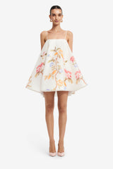 Caitlin Mini Dress - Lemon Vine Print in Snow Dress Mini