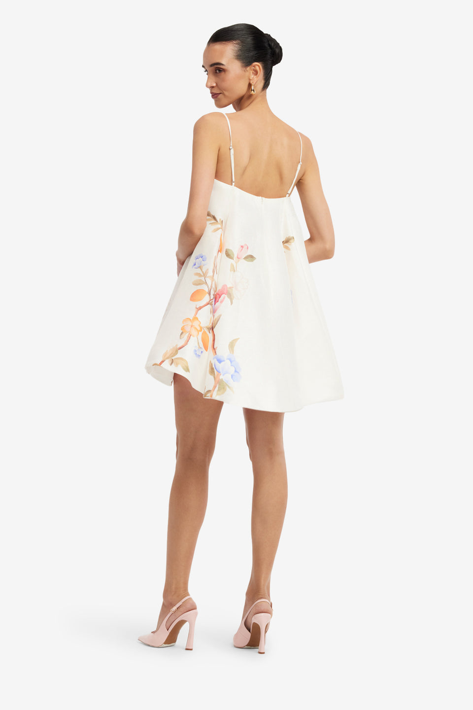 Exclusive LEO LIN Caitlin Mini Dress - Lemon Vine Print in Snow