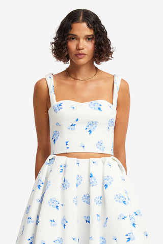 Exclusive LEO LIN Lexi Top - Ditsy Floral Print in Snow