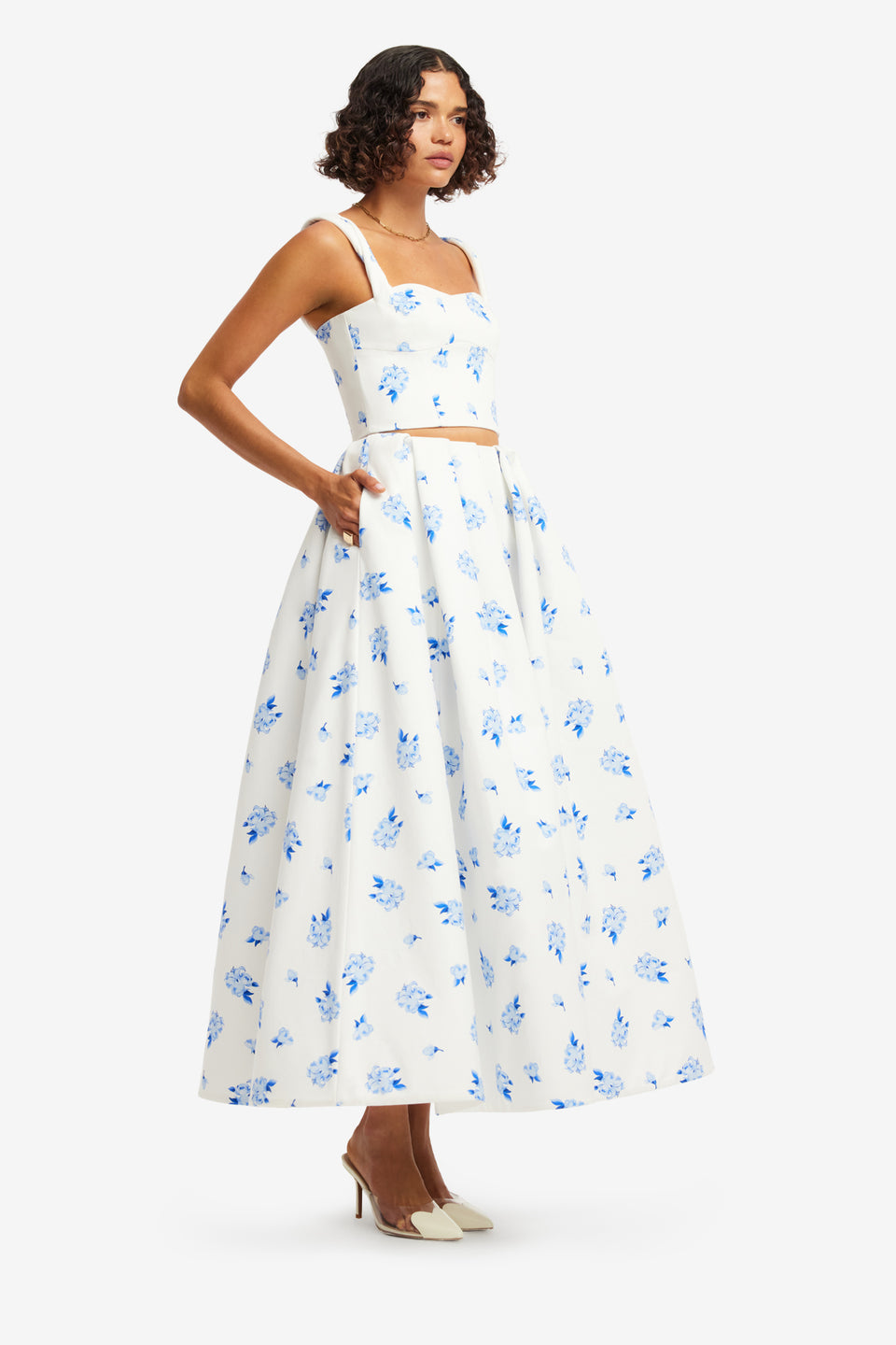 Exclusive LEO LIN Lexi Top - Ditsy Floral Print in Snow
