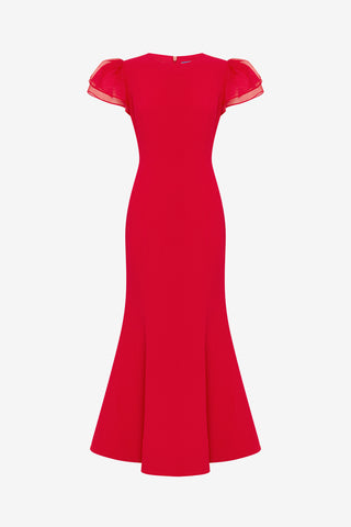 Sofia Puff Sleeve Maxi Dress - Vermilion Dress Maxi