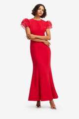 Sofia Puff Sleeve Maxi Dress - Vermilion Dress Maxi