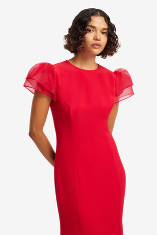 Sofia Puff Sleeve Maxi Dress - Vermilion Dress Maxi