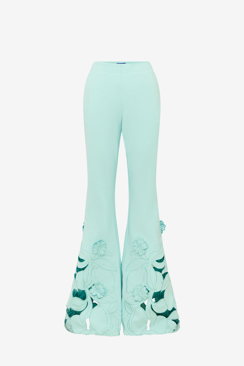 Exclusive LEO LIN Vera Applique Flared Pants - Pale Turquoise