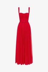 Angelina Ruffled Floor Length Dress - Vermilion Dress Maxi