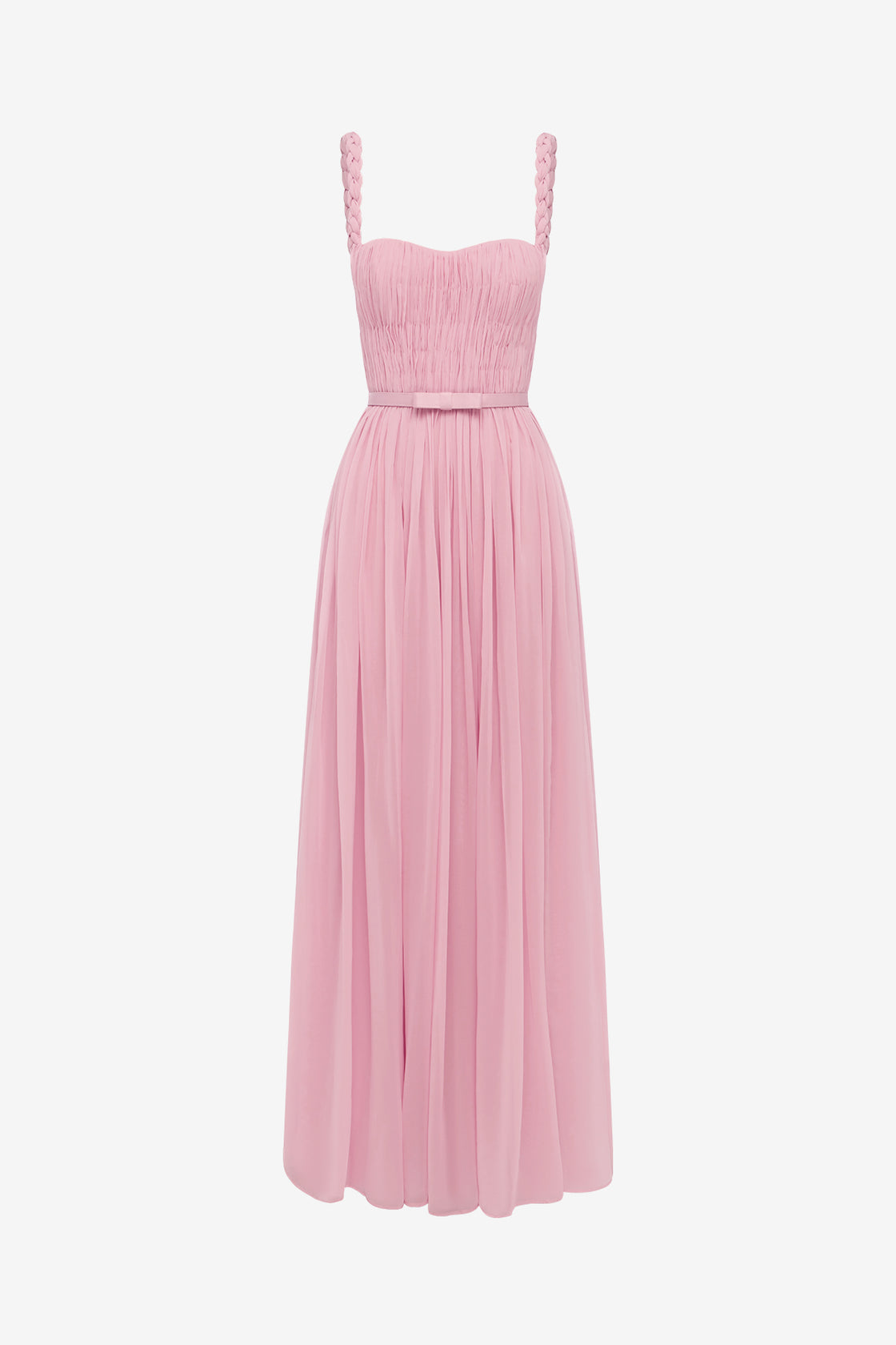 Angelina Ruffled Floor Length Dress - Pastel Pink Dress Maxi