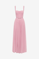 Angelina Ruffled Floor Length Dress - Pastel Pink Dress Maxi