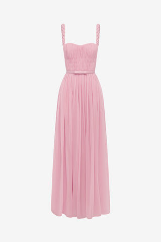 Angelina Ruffled Floor Length Dress - Pastel Pink Dress Maxi