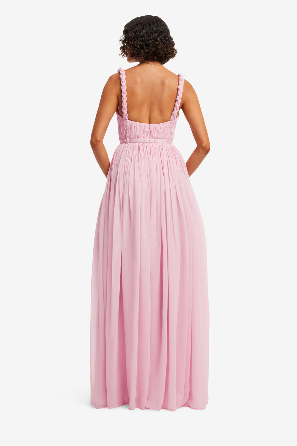Exclusive LEO LIN Angelina Ruffled Floor Length Dress - Pastel Pink