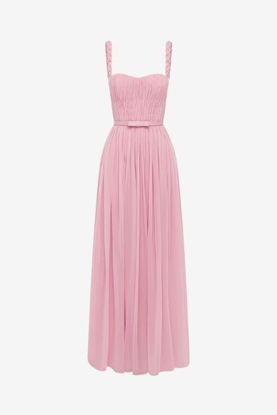 Angelina Ruffled Floor Length Dress - Pastel Pink  LEO LIN