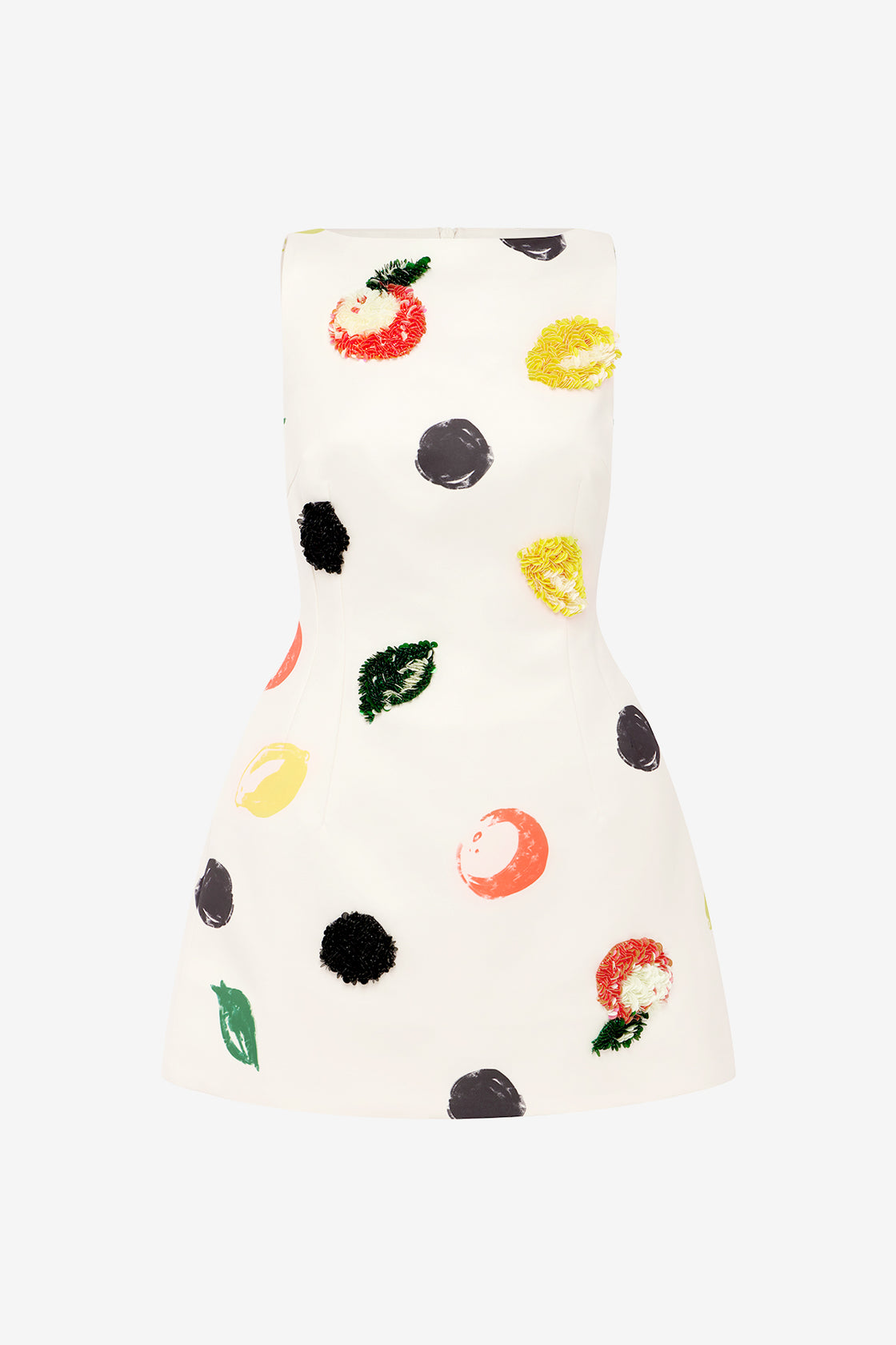 Exclusive LEO LIN Ali Embellished Boat Neck Mini Dress - Citrus Spots