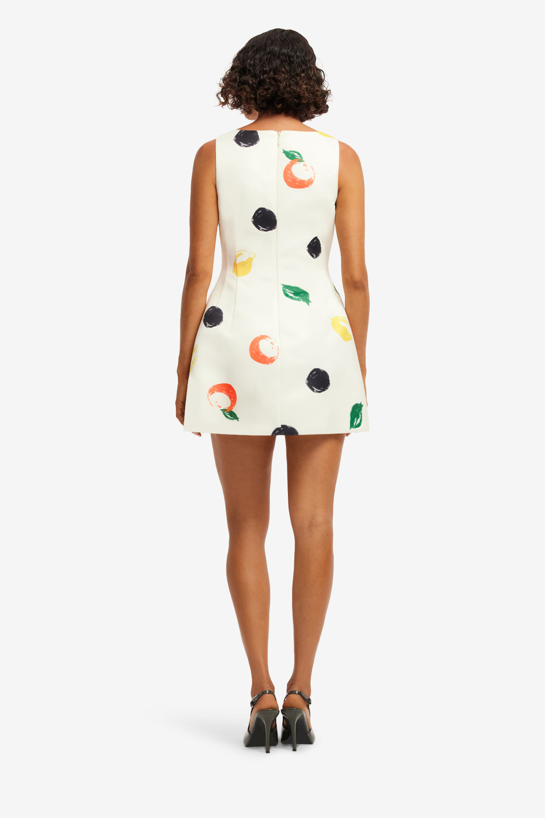 Exclusive LEO LIN Ali Embellished Boat Neck Mini Dress - Citrus Spots