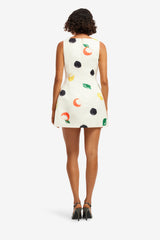 Ali Embellished Boat Neck Mini Dress - Citrus Spots Dress Mini