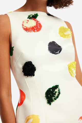 Exclusive LEO LIN Ali Embellished Boat Neck Mini Dress - Citrus Spots