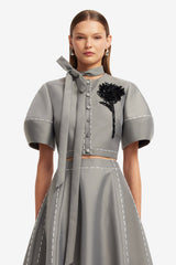 Molly Puff Sleeve Top - Steel Blouse/Shirts
