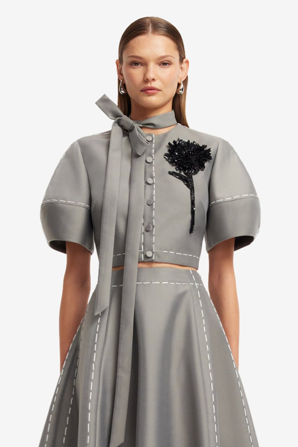 Molly Puff Sleeve Top - Steel Blouse/Shirts