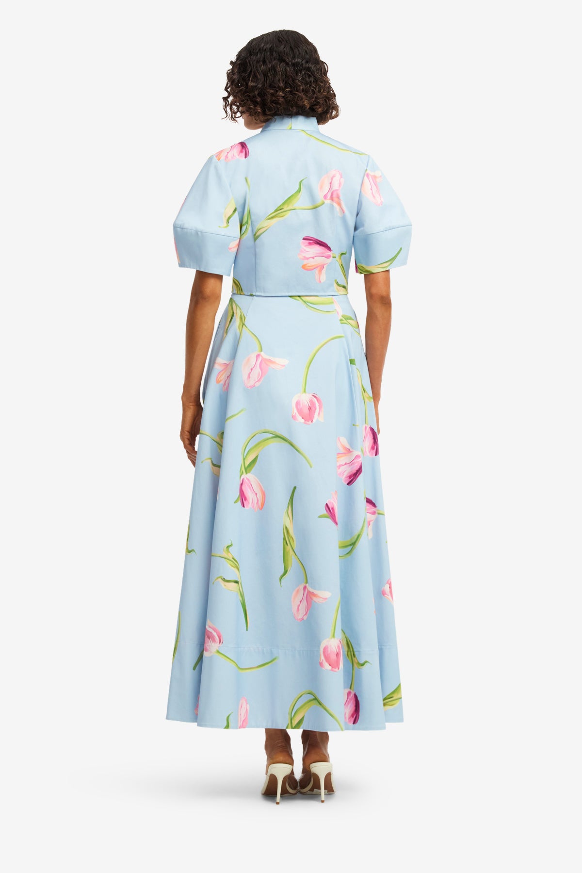 Molly Puff Sleeve Top - Tulip Print in Blue – LEO LIN