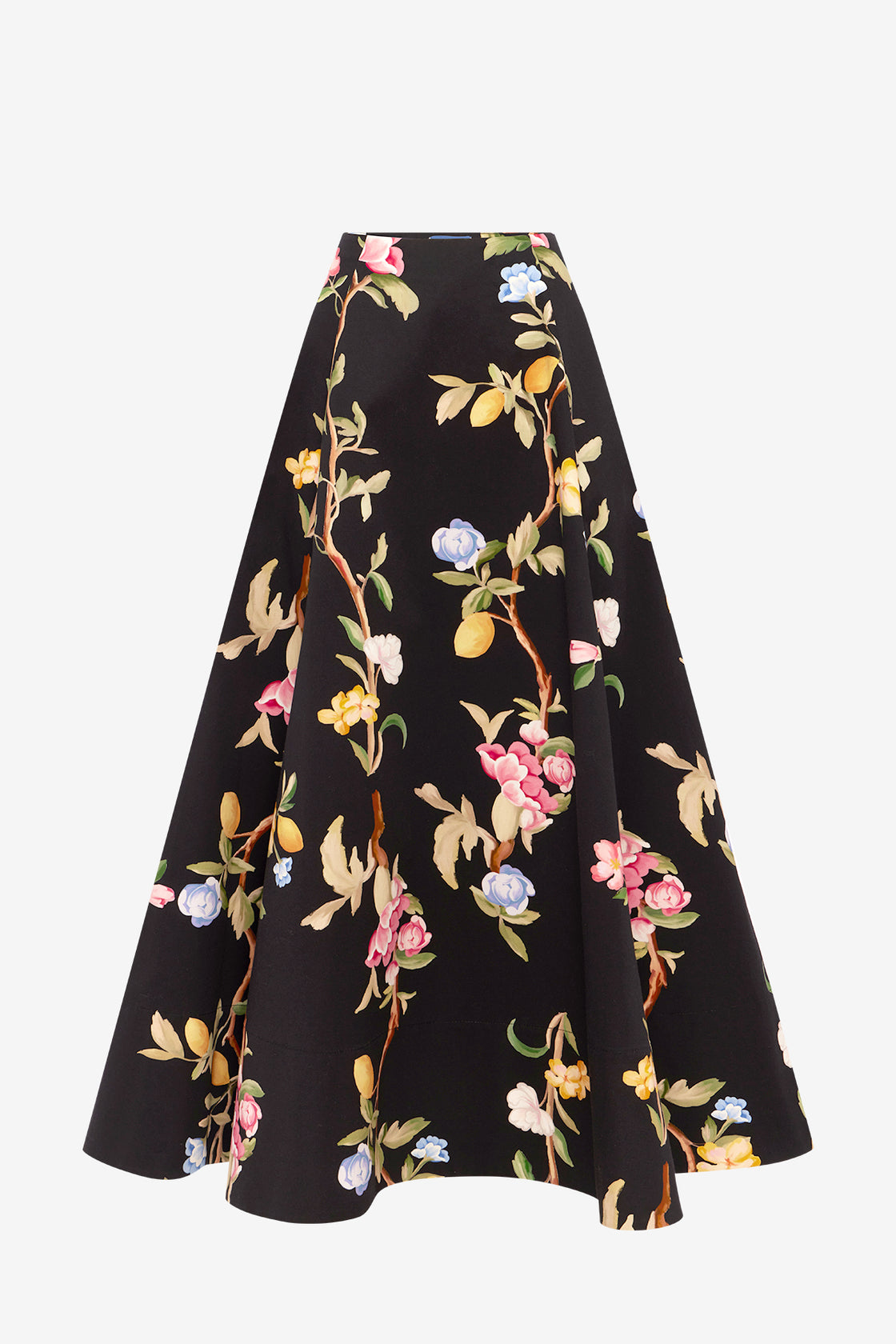 Exclusive LEO LIN Elina Maxi Skirt - Lemon Vine Print in Ebony