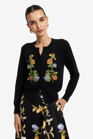 Exclusive LEO LIN Elina Maxi Skirt - Lemon Vine Print in Ebony