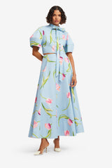Elina Maxi Skirt - Tulip Print in Blue Skirts