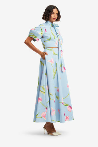 Elina Maxi Skirt - Tulip Print in Blue Skirts