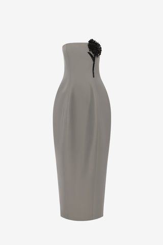 Jessica Cocoon Bustier Maxi Dress - Steel Dress Maxi
