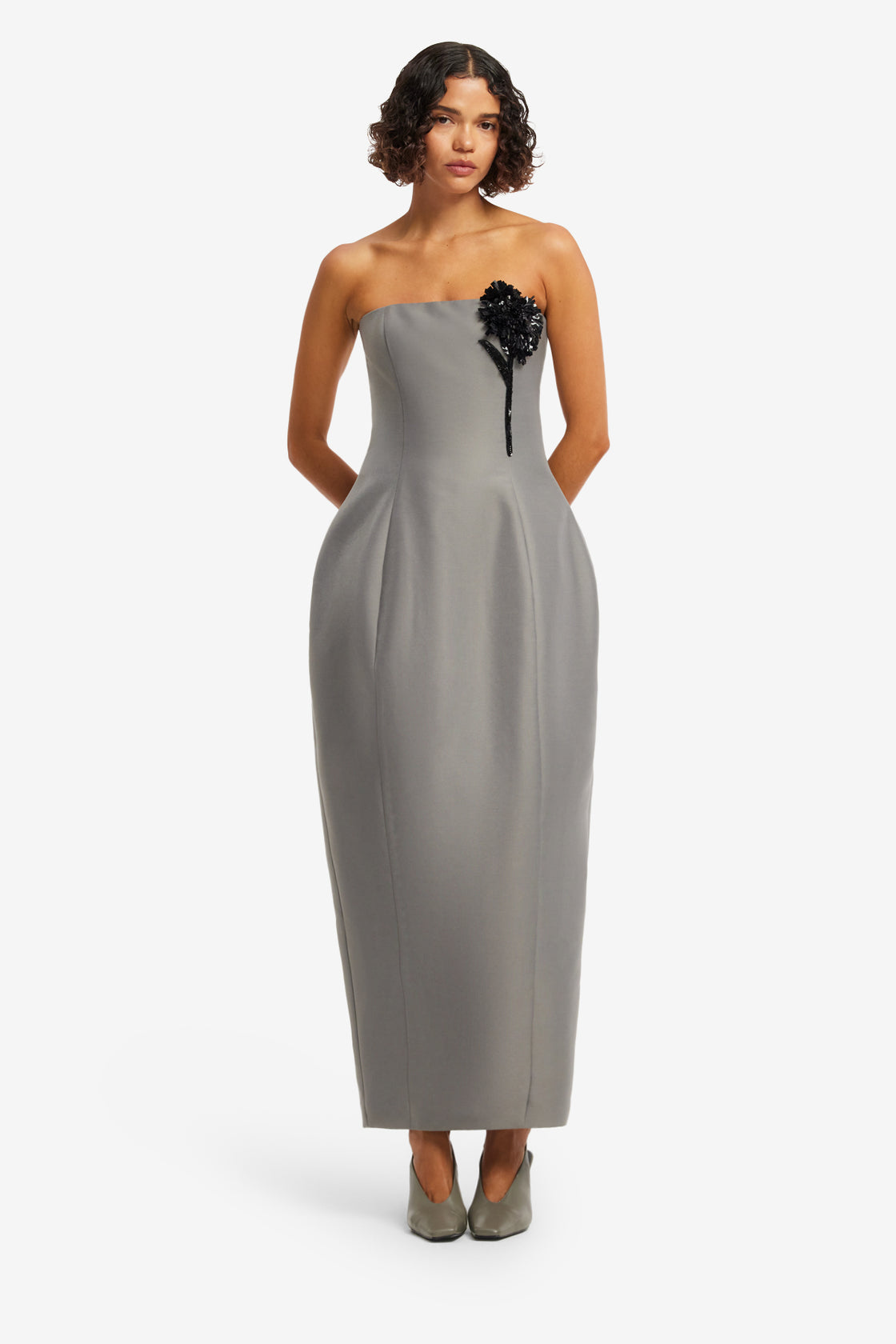 Jessica Cocoon Bustier Maxi Dress - Steel Dress Maxi