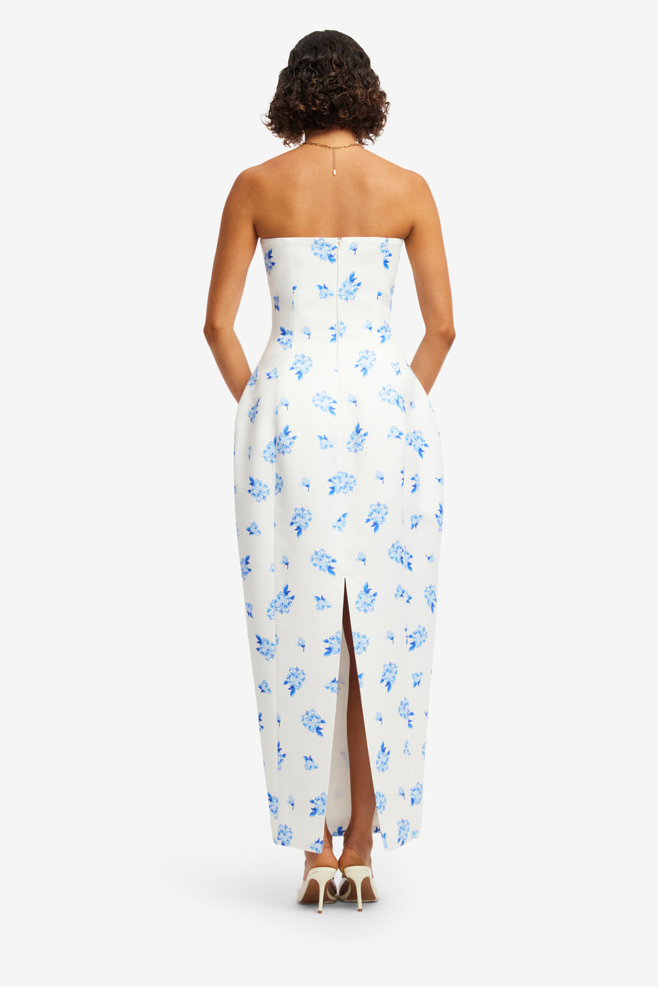 Exclusive LEO LIN Jessica Cocoon Bustier Maxi Dress - Ditsy Floral Print in Snow