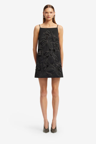 Exclusive LEO LIN Leia Applique Mini Dress - Ebony