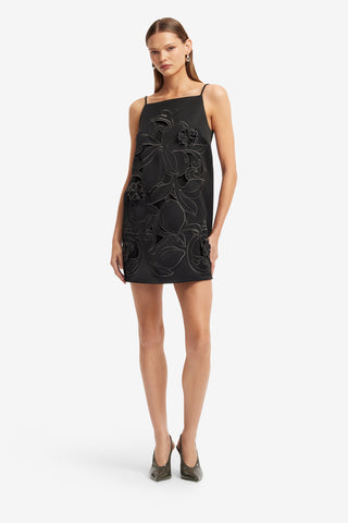 Exclusive LEO LIN Leia Applique Mini Dress - Ebony