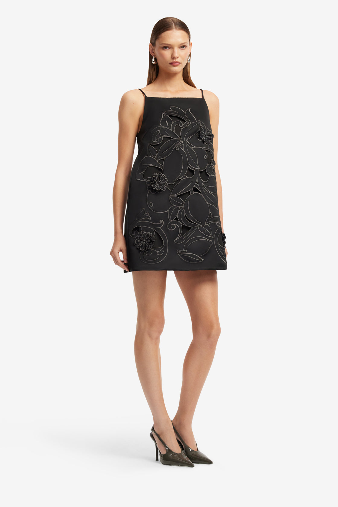 Exclusive LEO LIN Leia Applique Mini Dress - Ebony