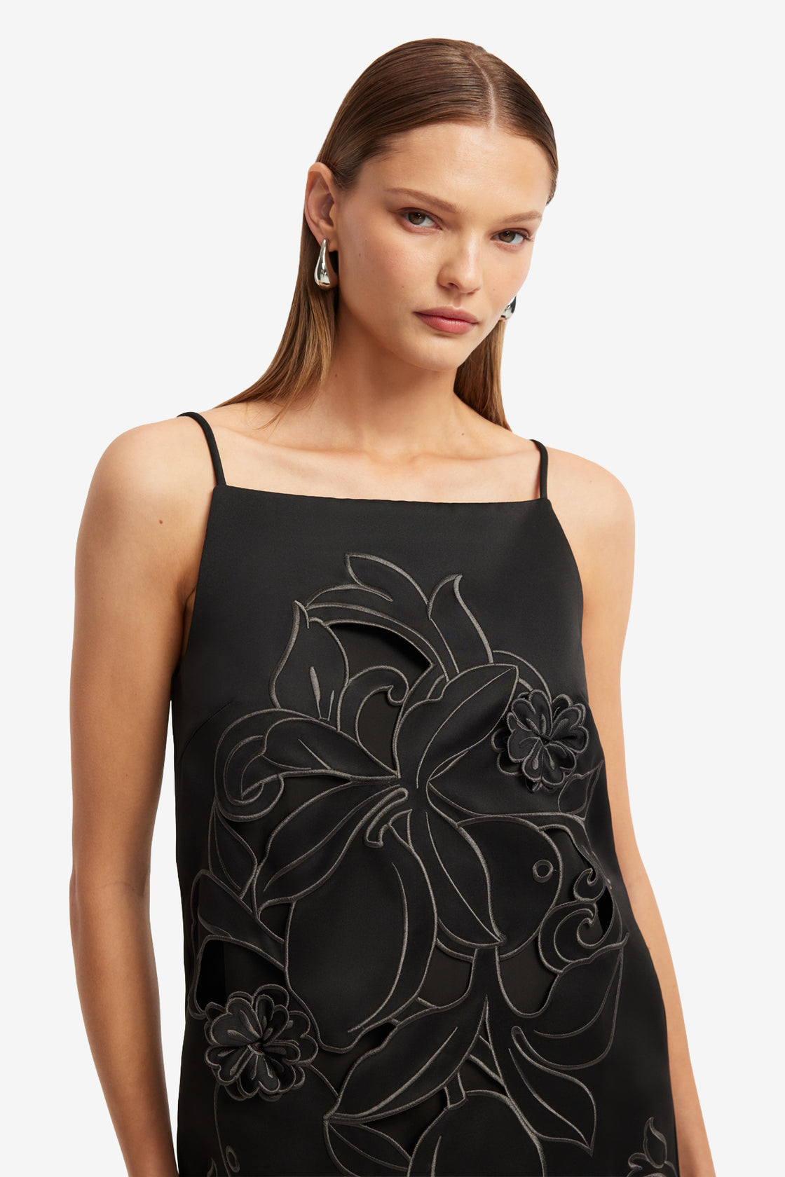 Exclusive LEO LIN Leia Applique Mini Dress - Ebony