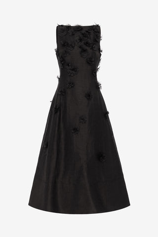 Exclusive LEO LIN Cleo Petal Sleeveless Midi Dress - Ebony