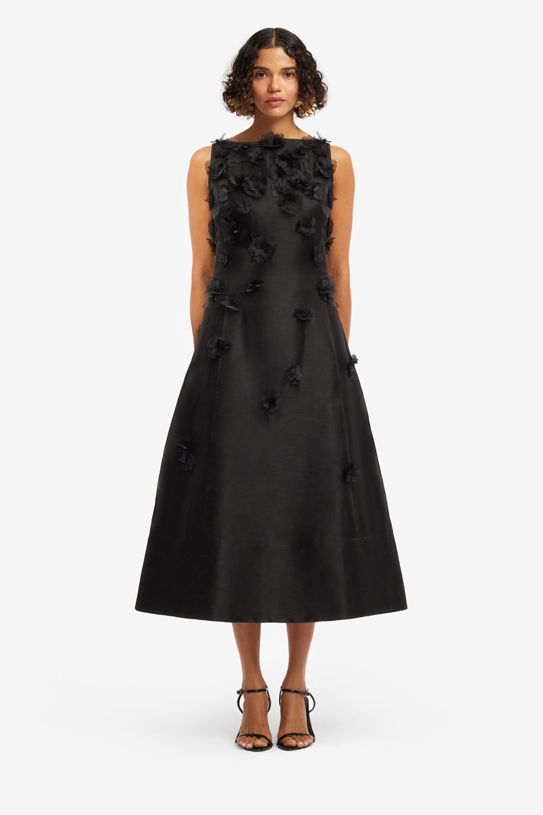 Exclusive LEO LIN Cleo Petal Sleeveless Midi Dress - Ebony
