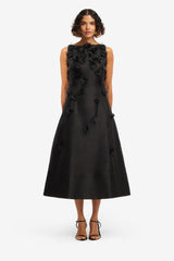 Cleo Petal Sleeveless Midi Dress - Ebony Dress Midi