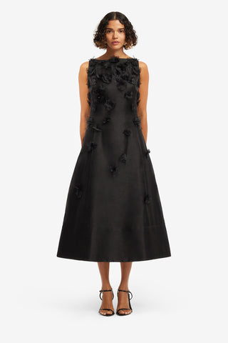 Exclusive LEO LIN Cleo Petal Sleeveless Midi Dress - Ebony