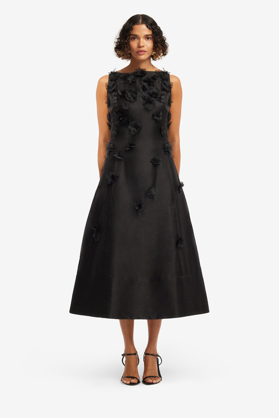 Exclusive LEO LIN Cleo Petal Sleeveless Midi Dress - Ebony