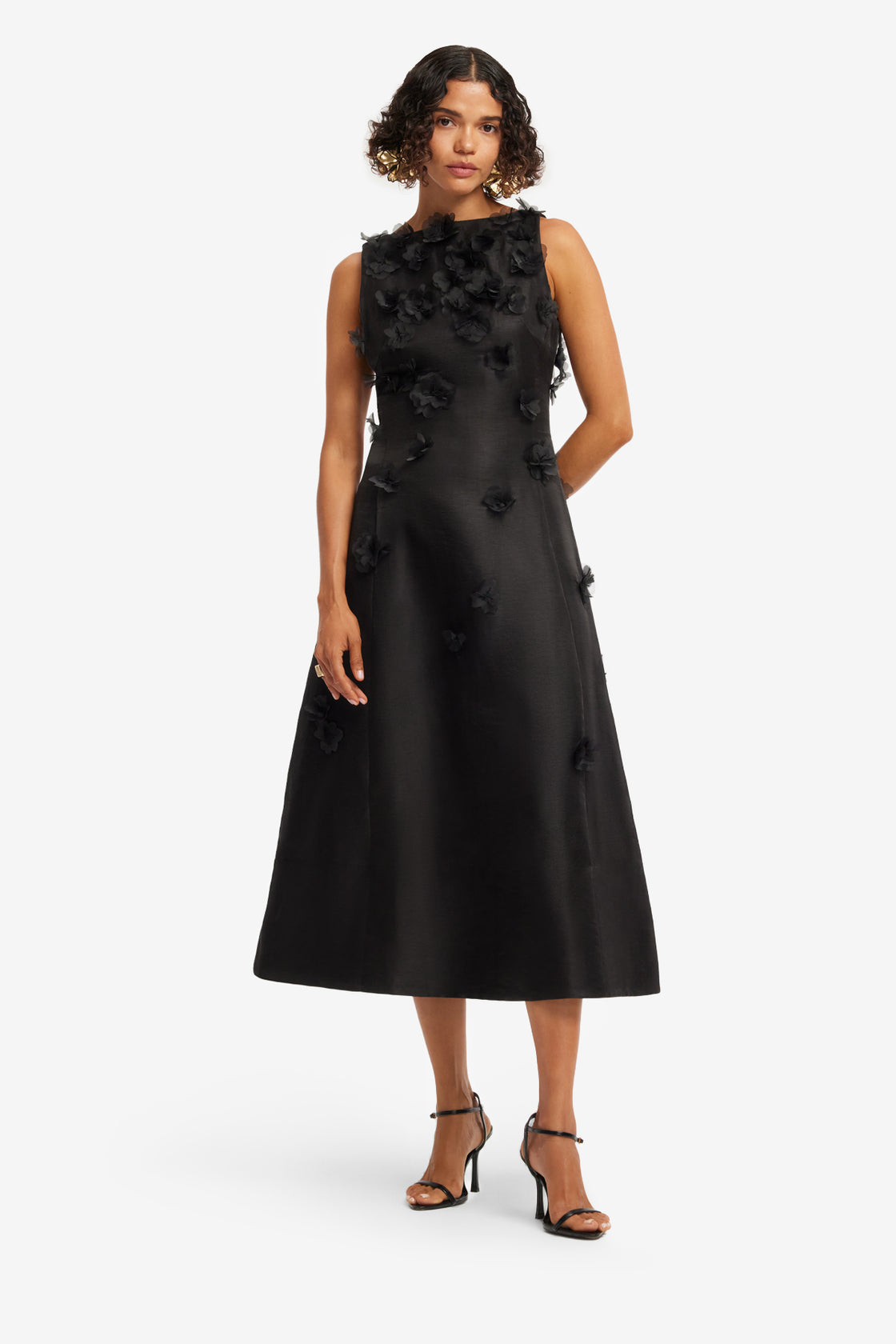 Exclusive LEO LIN Cleo Petal Sleeveless Midi Dress - Ebony