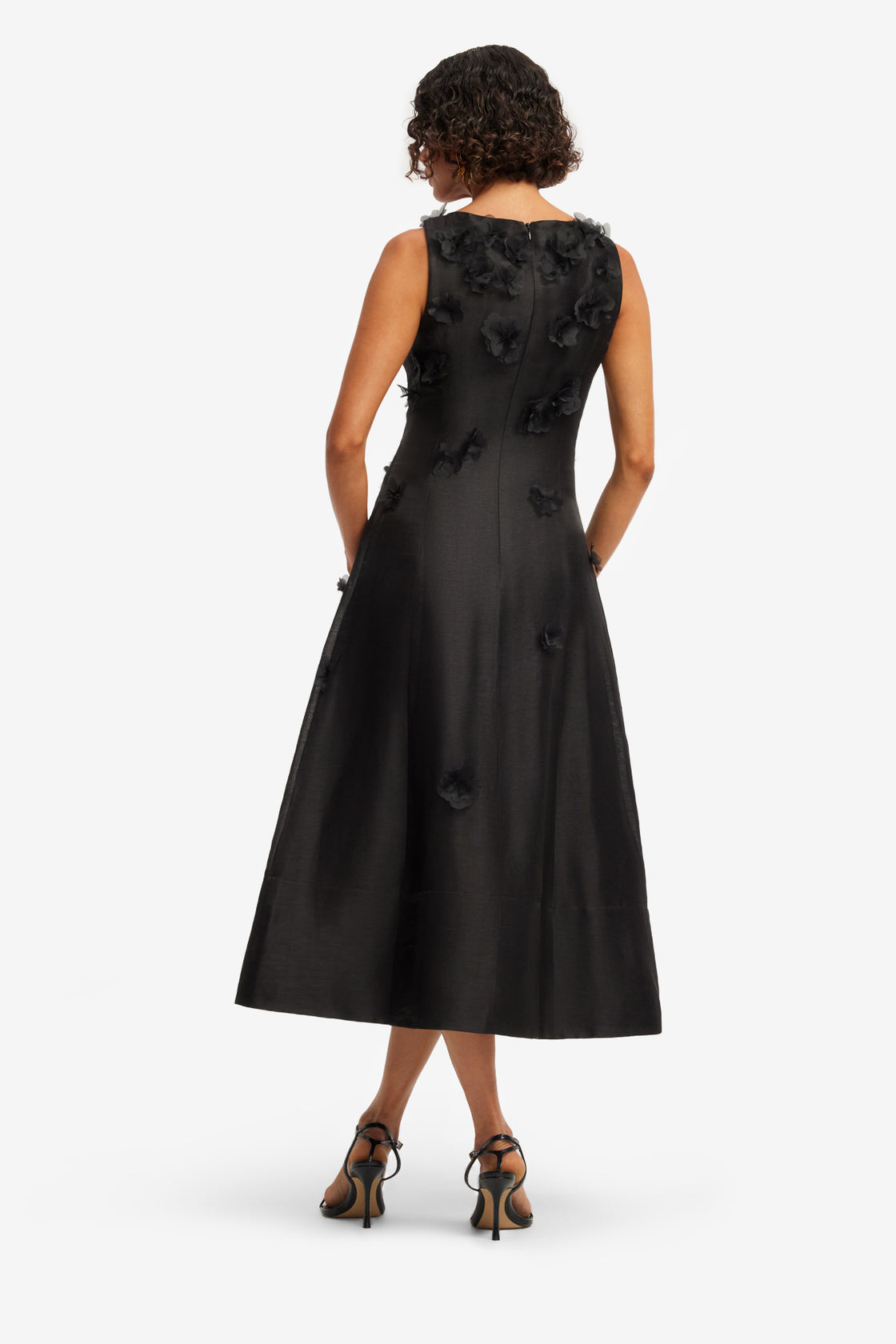 Exclusive LEO LIN Cleo Petal Sleeveless Midi Dress - Ebony