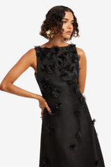 Cleo Petal Sleeveless Midi Dress - Ebony Dress Midi