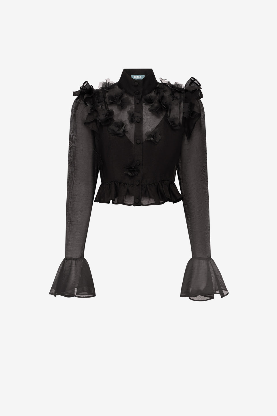 Exclusive LEO LIN Maeve Petal Butterfly Long Sleeve Top - Ebony