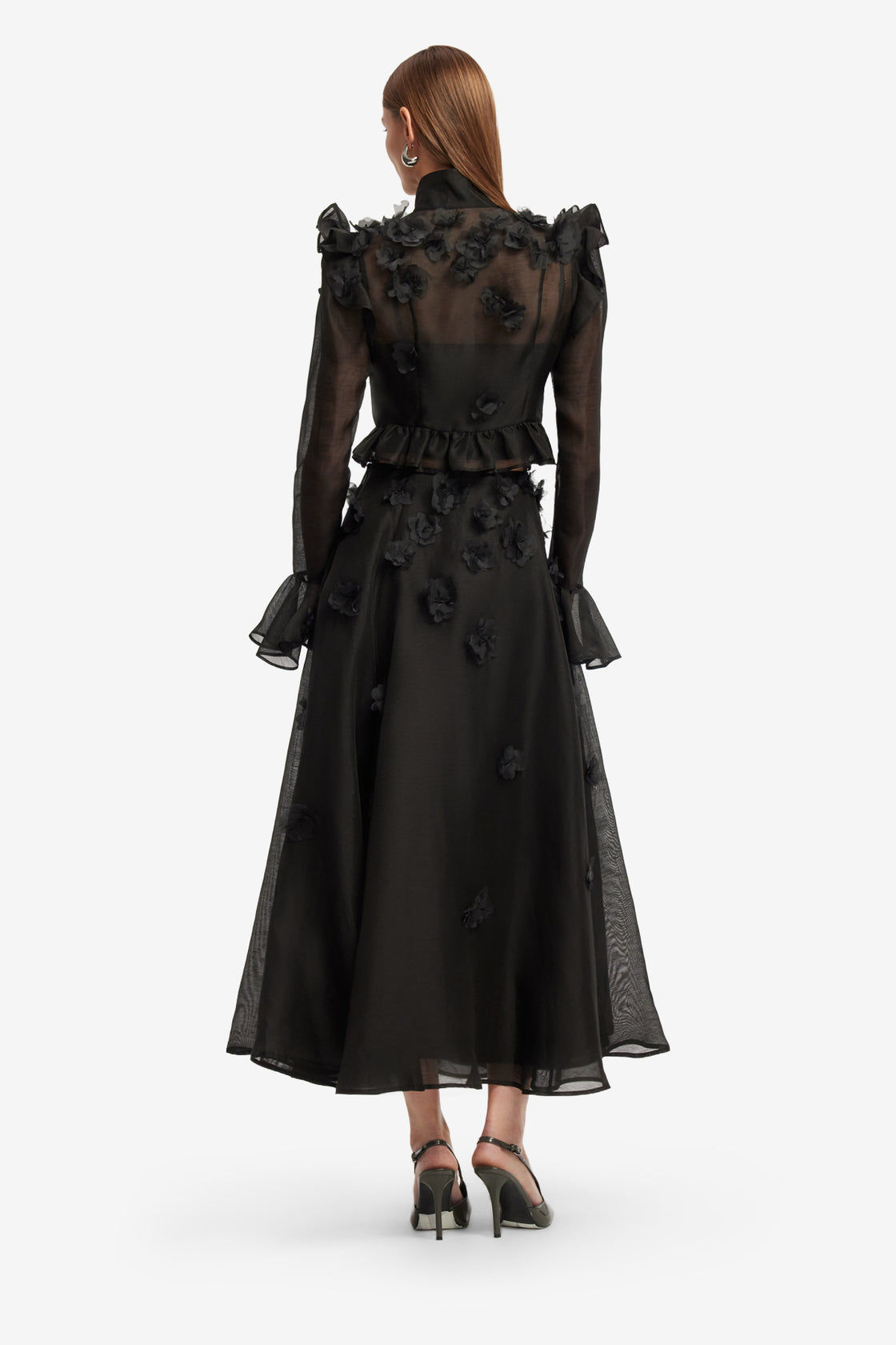 Exclusive LEO LIN Maeve Petal Butterfly Long Sleeve Top - Ebony