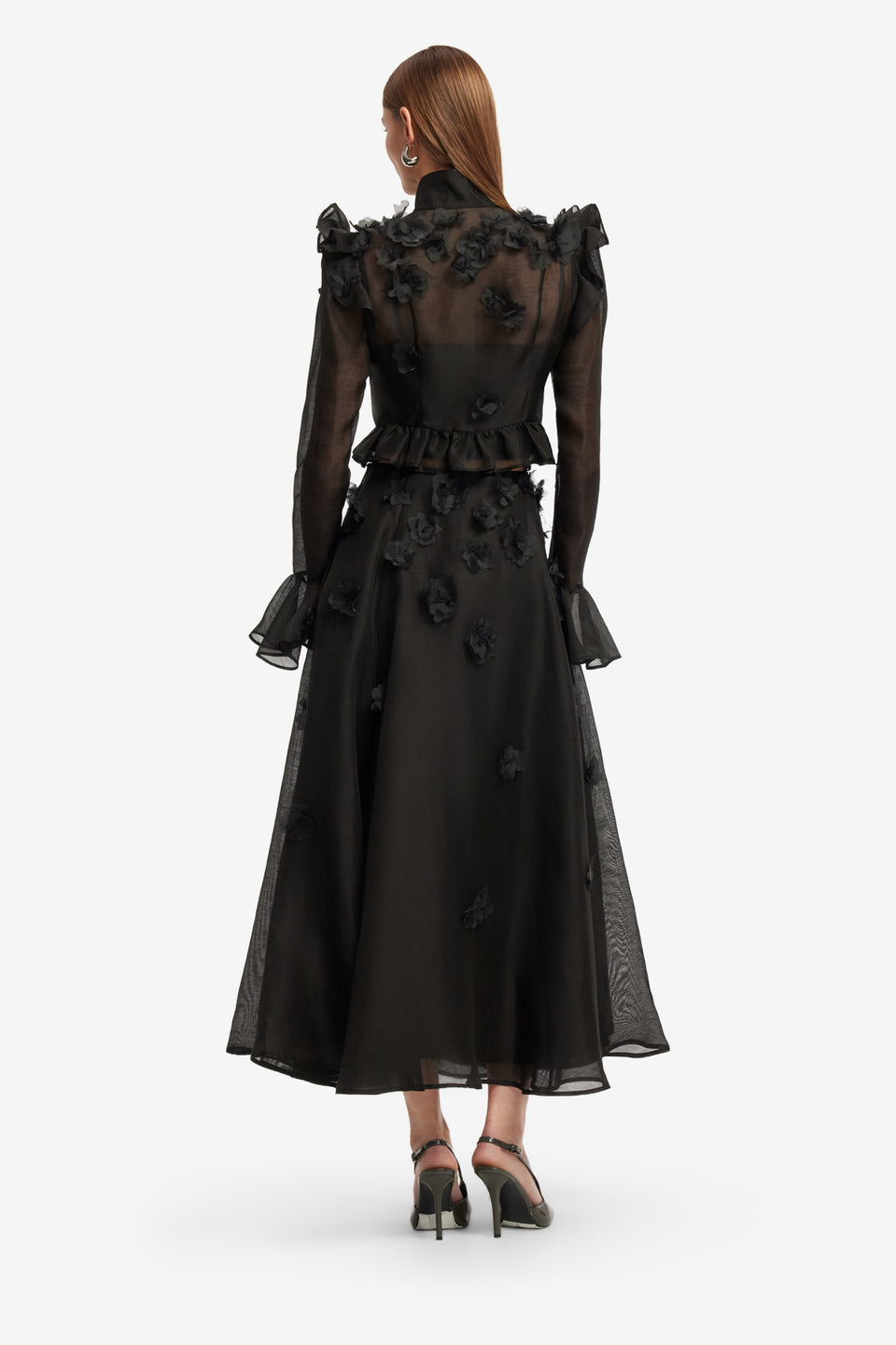 Exclusive LEO LIN Maeve Petal Butterfly Long Sleeve Top - Ebony