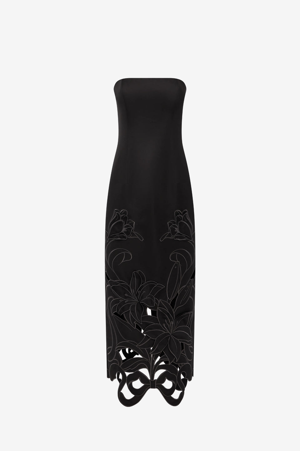 Exclusive LEO LIN Rayna Applique Bustier Maxi Dress - Lily in Ebony