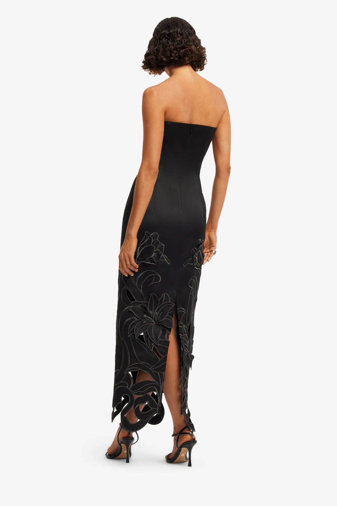 Exclusive LEO LIN Rayna Applique Bustier Maxi Dress - Lily in Ebony