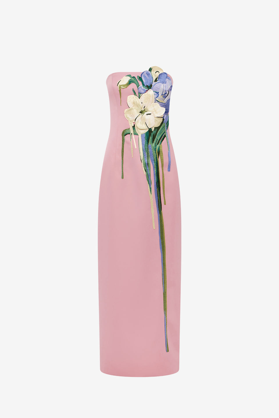 Exclusive LEO LIN Rayna Embroidered Bustier Maxi Dress - Bouquet Print in Pastel Pink
